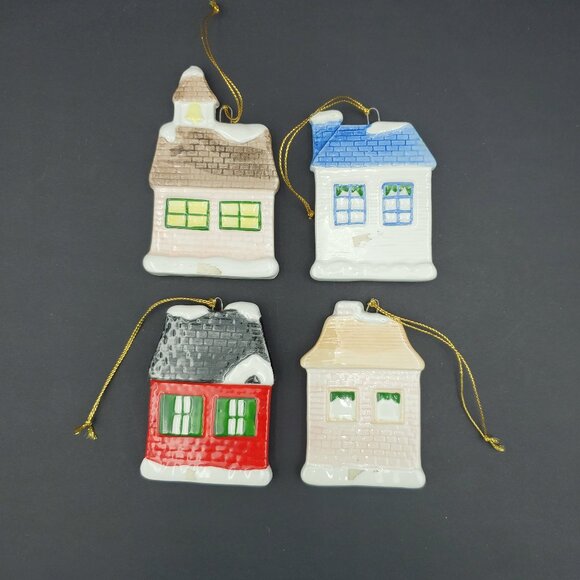 Ceramic Village Christmas Tree Ornaments Post Office School Craft Shop House - Picture 2 of 6